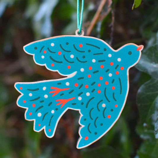 Bird Printed Wooden Decoration