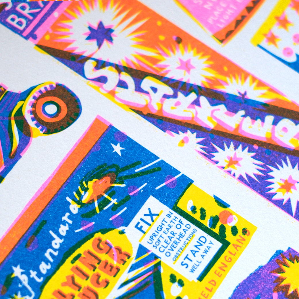 Fireworks A3 Risograph Art Print