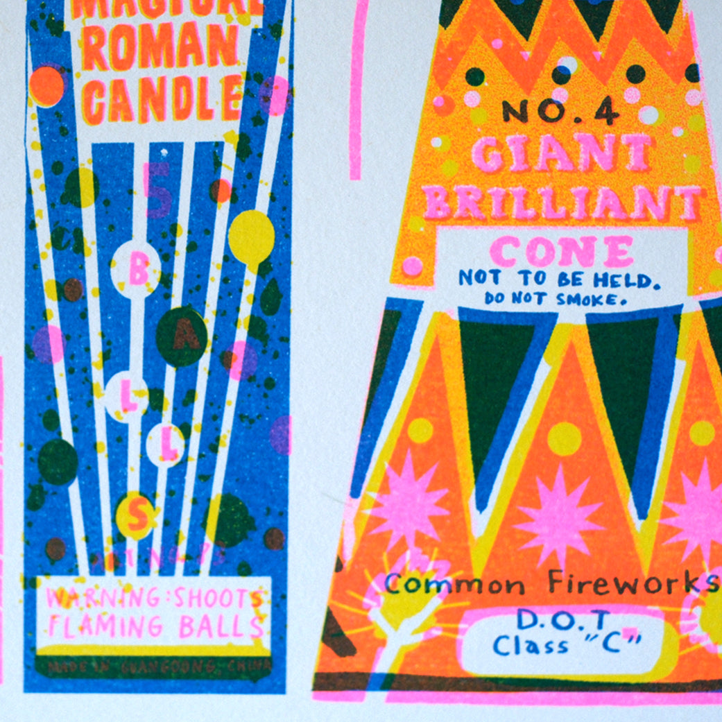 Fireworks A3 Risograph Art Print