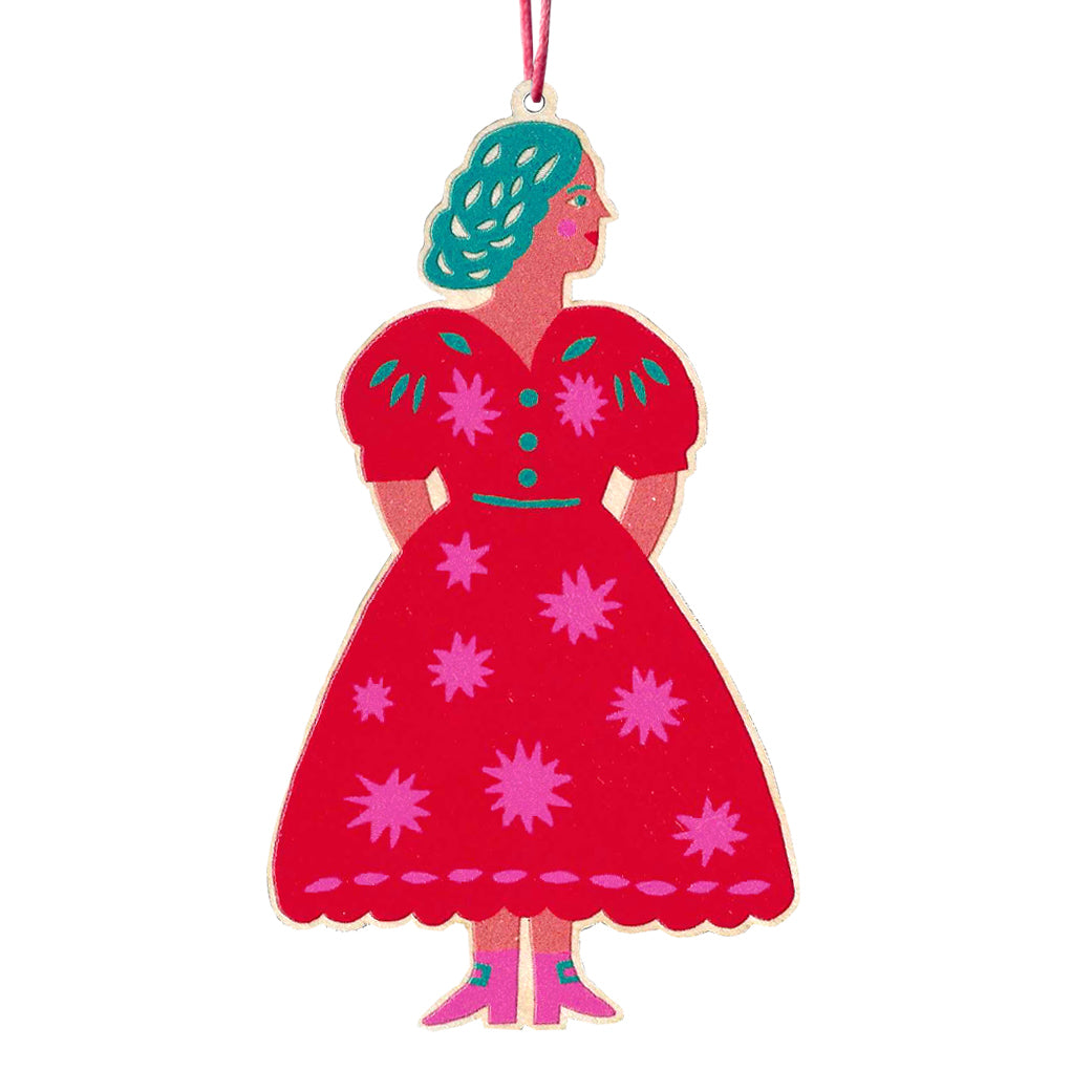 Woman In Dress Printed Wooden Decoration