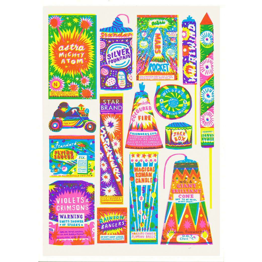 Fireworks A3 Risograph Art Print