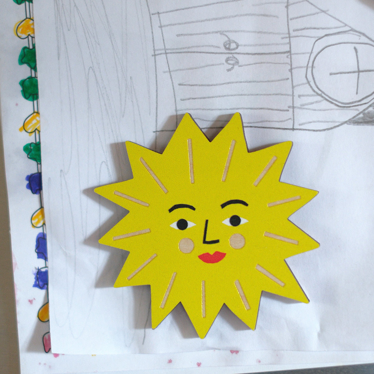 Sun Printed Wooden Fridge Magnet