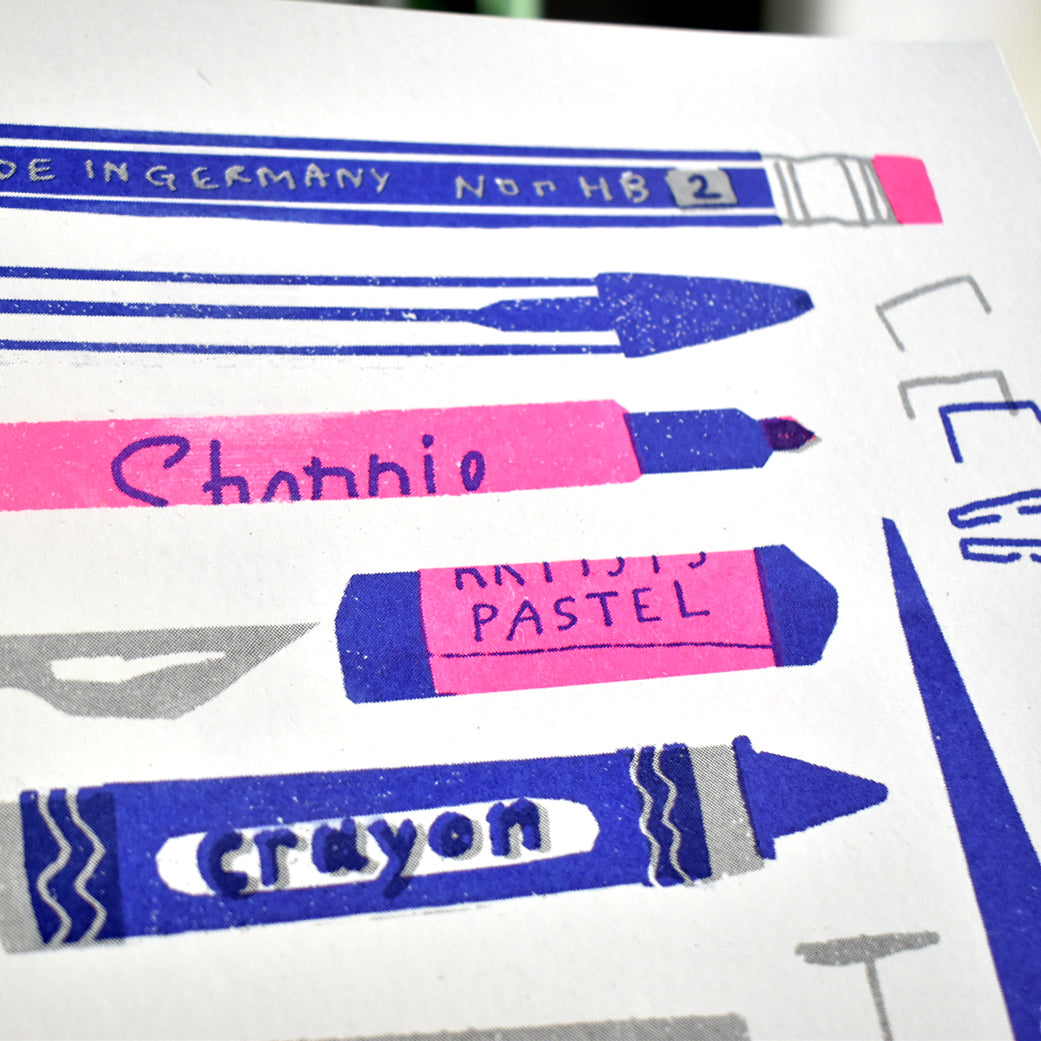 Stationery Collection A3 Risograph Art Print