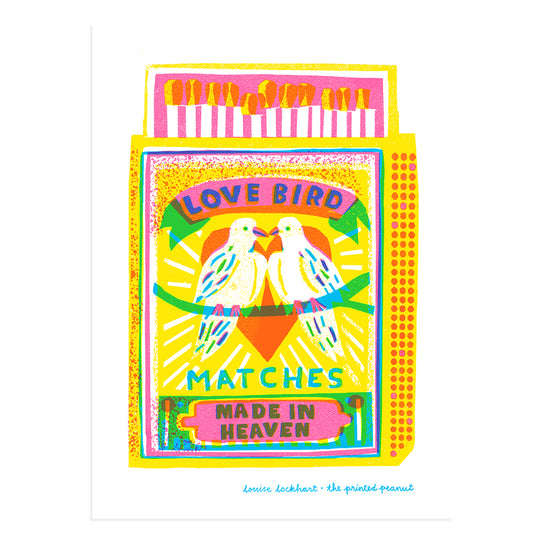 Love Bird Matches A4 Risograph Art Print