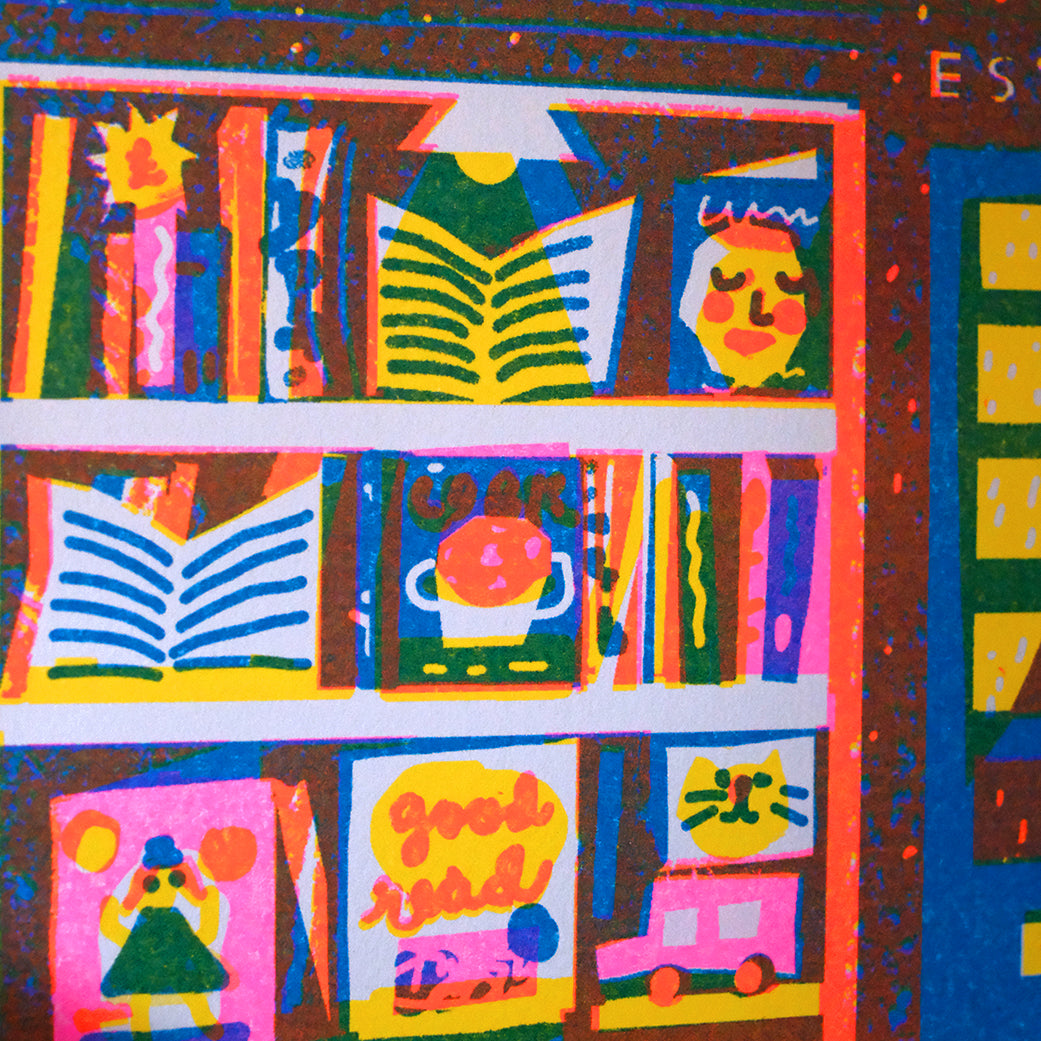 Book Shop A4 Risograph Art Print