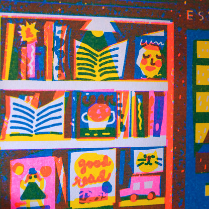 Book Shop A4 Risograph Art Print