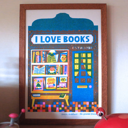 Book Shop A4 Risograph Art Print