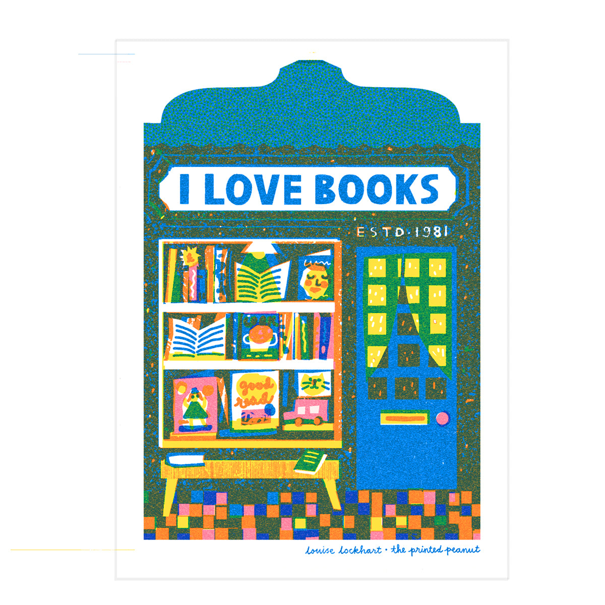 Book Shop A4 Risograph Art Print