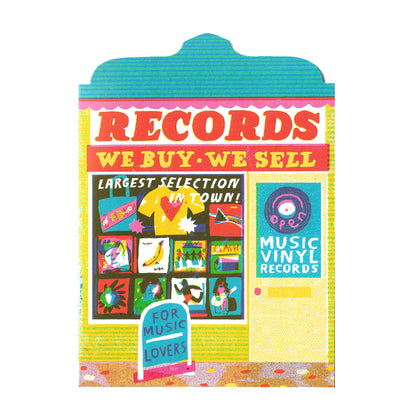 Record Shop Shaped Card