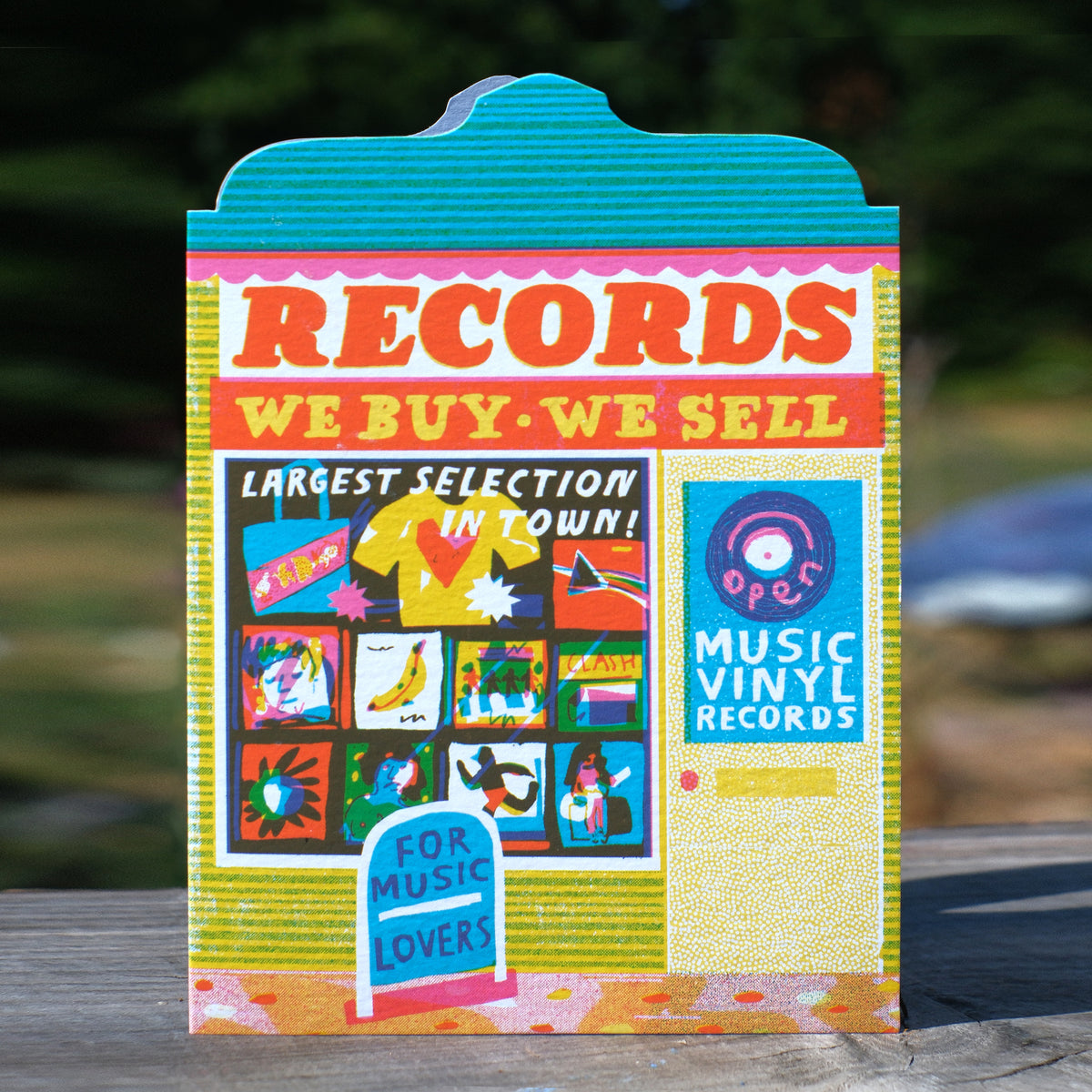 Record Shop Shaped Card
