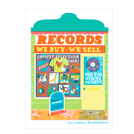 Record Shop A4 Risograph Art Print