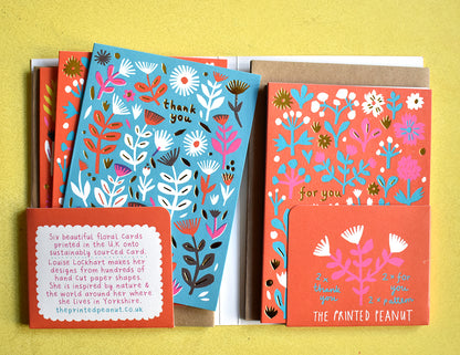 Red Floral Notes, 6 Card Pack