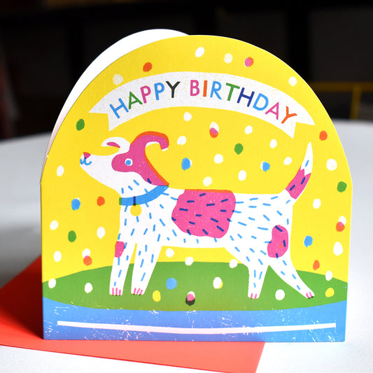 Happy Birthday Dog Large Snowglobe Card