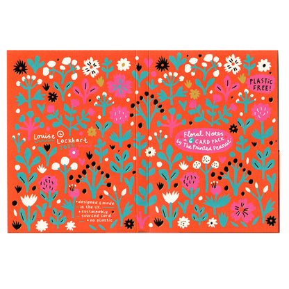 Red Floral Notes, 6 Card Pack