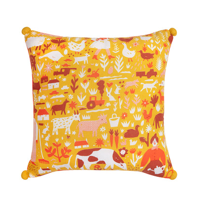 Indian Summer Pom Pom Cushion Cover