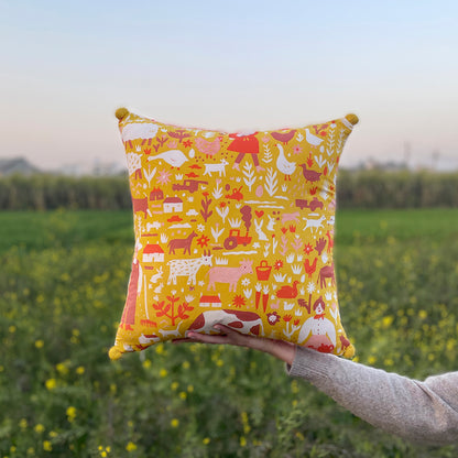 Indian Summer Pom Pom Cushion Cover