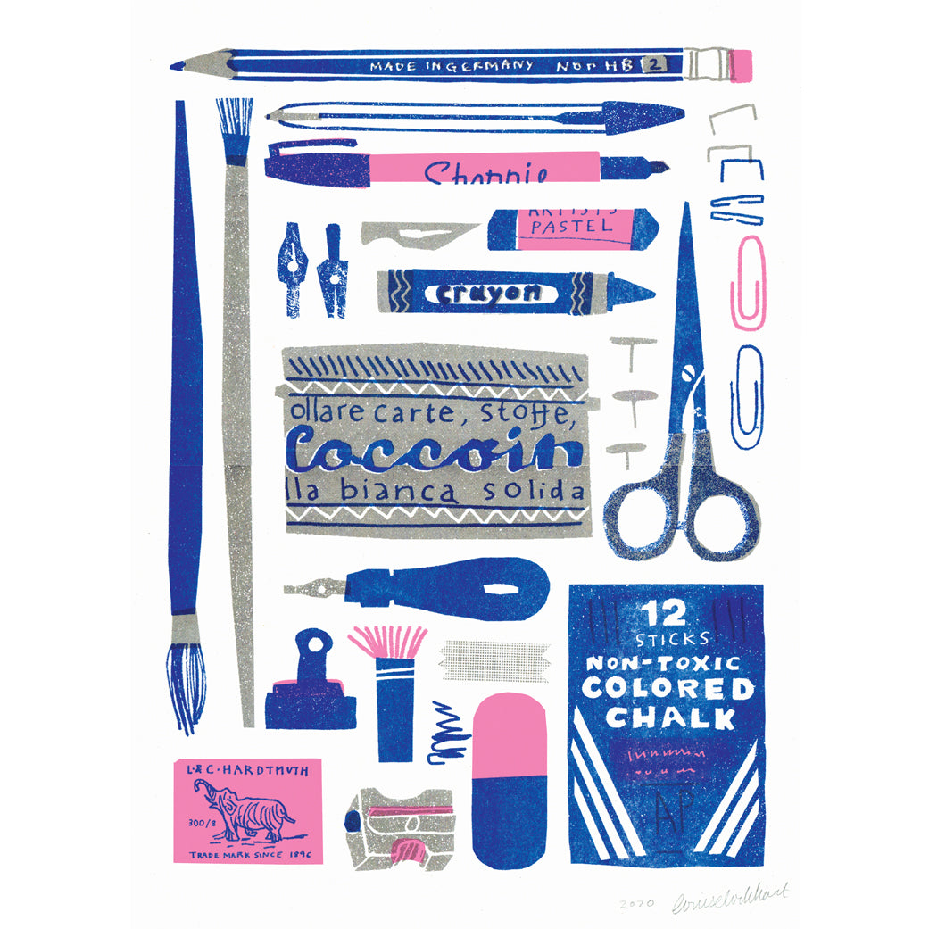 Stationery Collection A3 Risograph Art Print