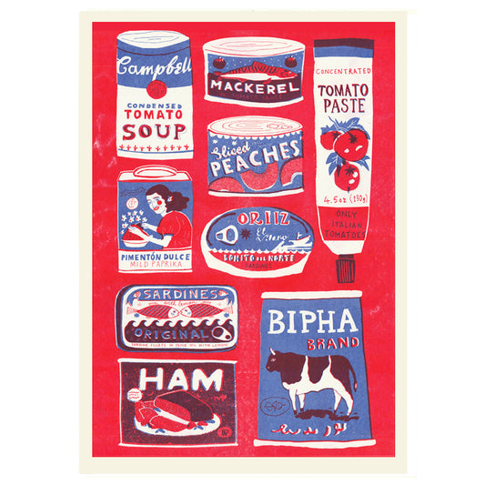 Red Tins Collection A3 Risograph Art Print